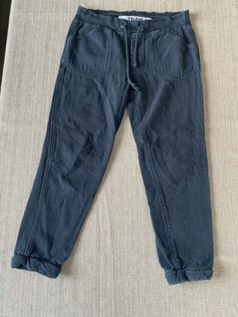 TNA Aritzia Acton Pants Womens XS Charcoal Gray Cotton Military Pull On Jogger